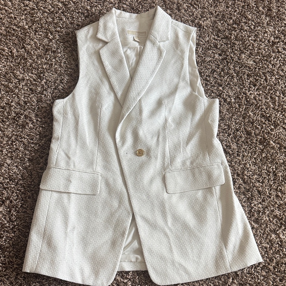 Micheal Kors White Sleeveless Blazer Vest